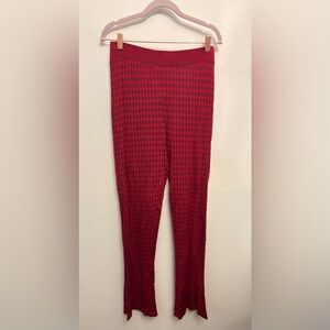 Zara Red Boot Cut Flare Pants with Knit Texture